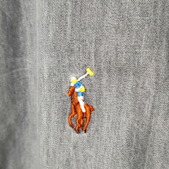 Ralph Lauren gray Denim Shirt Slim fit button down long sleeves XL NWT - Picture 5 of 6